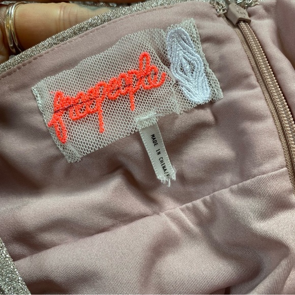 Free People Pleated Shine Fit & Flare Mini Dress Size Small - Picture 5 of 8